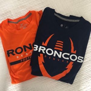 Two Nike Men’s Denver Broncos Dri-FIT T-Shirts